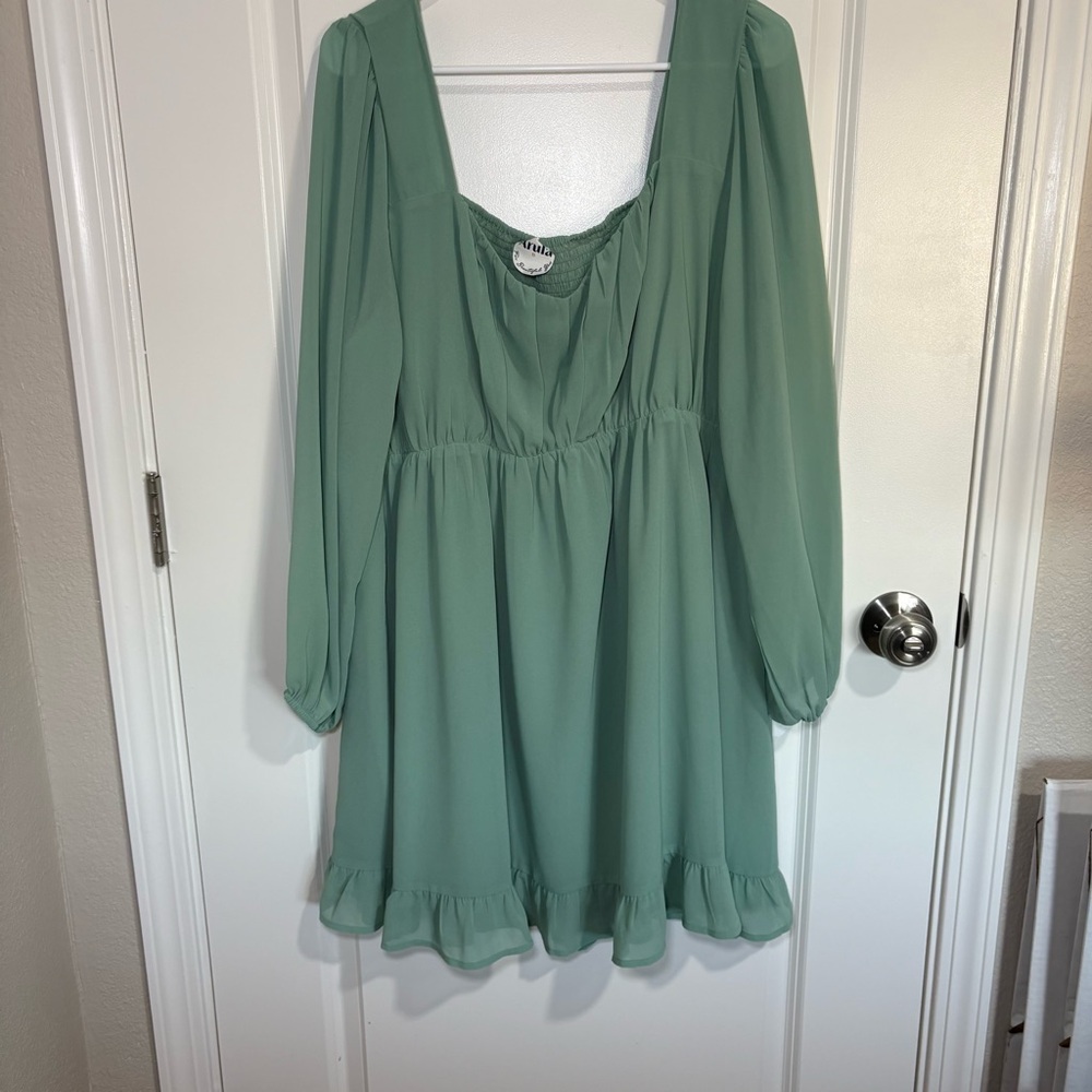 Altar’d State ARULA Sage Green Plus Size Babydoll Gathered Dress